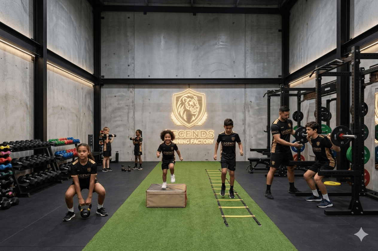 Inside the Legends Training Factory gym floor.
